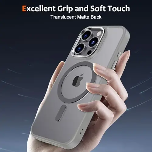 Anuck Case for iPhone 16 Pro Max Case Magnetic Phone Case Compatible with MagSafe, Soft TPU Bumper Hard Translucent Matte Back Slim Fit Shockproof Protective Cover for Men Women Girls - Gray - 5