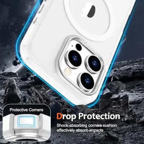 Anuck Case for iPhone 16 Pro Max Case Magnetic Phone Case Compatible with MagSafe, Soft TPU Bumper Hard Translucent Matte Back Slim Fit Shockproof Protective Cover for Men Women Girls - White - 9