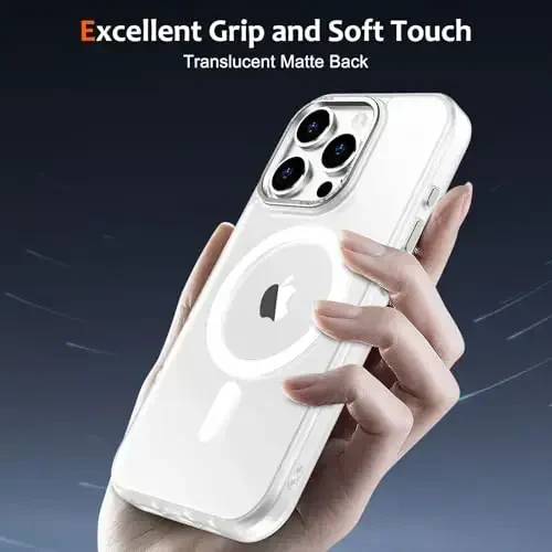 Anuck Case for iPhone 16 Pro Max Case Magnetic Phone Case Compatible with MagSafe, Soft TPU Bumper Hard Translucent Matte Back Slim Fit Shockproof Protective Cover for Men Women Girls - White - 8