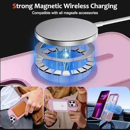 Anuck Case for iPhone 16 Pro Max Case MagSafe bilan mos keluvchi magnit telefon g'ilofi, yumshoq TPU bamperi qattiq shaffof mat orqa ingichka zarbga chidamli himoya qopqog'i erkaklar ayollar qizlar uchun - uzum binafsha - 2