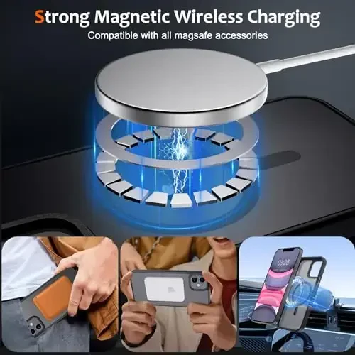 Anuck Case for iPhone 16e Case Magnetic Phone Case Compatible with MagSafe, Soft TPU Bumper Hard Translucent Matte Back Slim Fit Shockproof Protective Cover for Men Women Girls - Black - 2