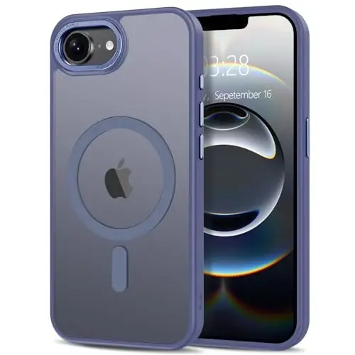 Anuck Case for iPhone 16e Case Magnetic Phone Case Compatible with MagSafe, Soft TPU Bumper Hard Translucent Matte Back Slim Fit Shockproof Protective Cover for Men Women Girls - Blue - 1