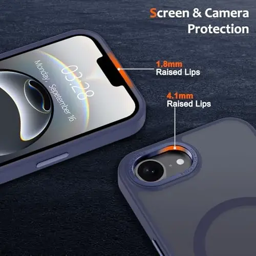 Anuck Case for iPhone 16e Case Magnetic Phone Case Compatible with MagSafe, Soft TPU Bumper Hard Translucent Matte Back Slim Fit Shockproof Protective Cover for Men Women Girls - Dark Blue - 3