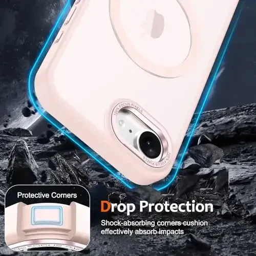 Anuck Case for iPhone 16e Case Magnetic Phone Case Compatible with MagSafe, Soft TPU Bumper Hard Translucent Matte Back Slim Fit Shockproof Protective Cover for Men Women Girls - Pink - 4