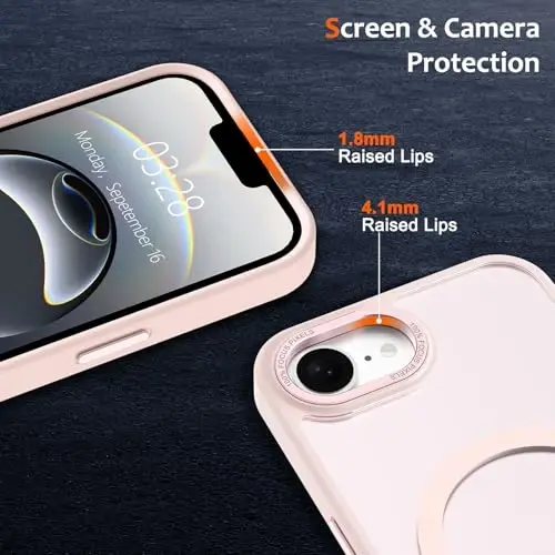Anuck Case for iPhone 16e Case Magnetic Phone Case MagSafe bilan mos, Yumshoq TPU Bumper Qattiq Shaffof Matte Orqa Slim Fit Zarba o'tkazmaydigan Himoya Qopqog'i Erkaklar Ayollar Qizlar uchun - Pushti - 3