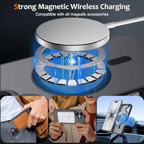 Anuck Case for iPhone 17 Case Magnetic Phone Case Compatible with MagSafe, Soft TPU Bumper Hard Translucent Matte Back Slim Fit Shockproof Protective Cover for Men Women Girls - Black - 2