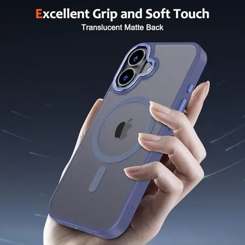 Anuck Case for iPhone 17 Case Magnetic Phone Case Compatible with MagSafe, Soft TPU Bumper Hard Translucent Matte Back Slim Fit Shockproof Protective Cover for Men Women Girls - Blue - 5