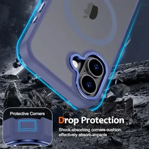 Anuck Case for iPhone 17 Case Magnetic Phone Case Compatible with MagSafe, Soft TPU Bumper Hard Translucent Matte Back Slim Fit Shockproof Protective Cover for Men Women Girls - Blue - 4