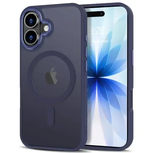 Anuck Case for iPhone 17 Case Magnetic Phone Case Compatible with MagSafe, Soft TPU Bumper Hard Translucent Matte Back Slim Fit Shockproof Protective Cover for Men Women Girls - Dark Blue 