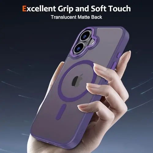 Anuck Case for iPhone 17 Case Magnetic Phone Case Compatible with MagSafe, Soft TPU Bumper Hard Translucent Matte Back Slim Fit Shockproof Protective Cover for Men Women Girls - Dark Purple - 5