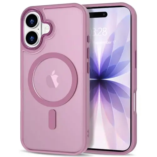 Anuck Case for iPhone 17 Case Magnetic Phone Case Compatible with MagSafe, Soft TPU Bumper Hard Translucent Matte Back Slim Fit Shockproof Protective Cover for Men Women Girls - Grape Purple 