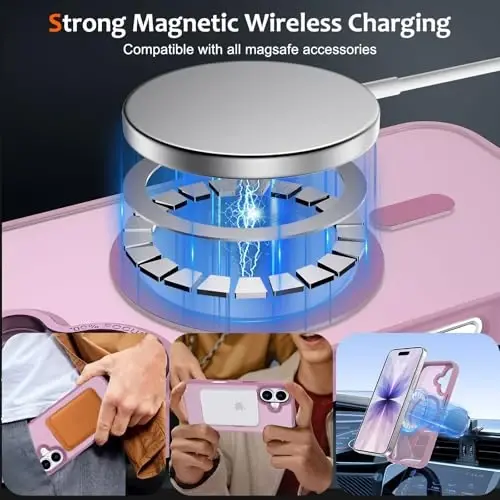 Anuck Case for iPhone 17 Case Magnetic Phone Case Compatible with MagSafe, Soft TPU Bumper Hard Translucent Matte Back Slim Fit Shockproof Protective Cover for Men Women Girls - Grape Purple - 2