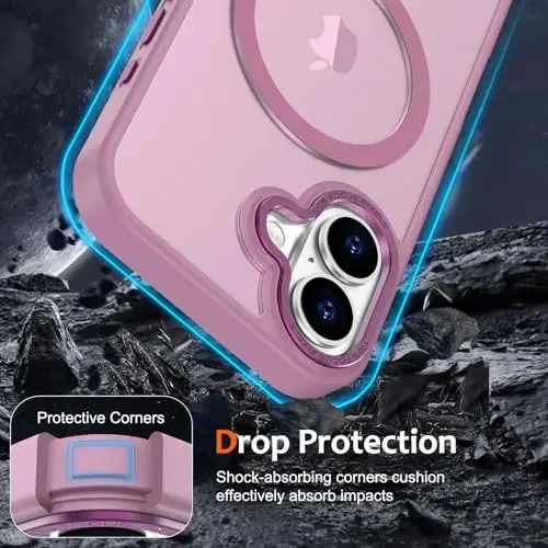 Anuck Case for iPhone 17 Case Magnetic Phone Case Compatible with MagSafe, Soft TPU Bumper Hard Translucent Matte Back Slim Fit Shockproof Protective Cover for Men Women Girls - Grape Purple - 4