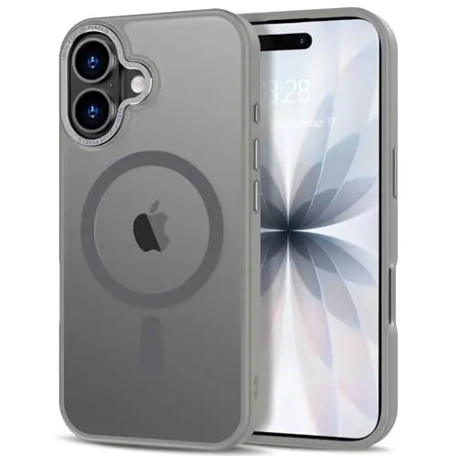 Anuck Case for iPhone 17 Case Magnetic Phone Case Compatible with MagSafe, Soft TPU Bumper Hard Translucent Matte Back Slim Fit Shockproof Protective Cover for Men Women Girls - Gray 