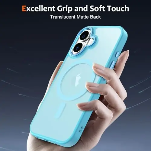Anuck Case for iPhone 17 Case Magnetic Phone Case Compatible with MagSafe, Soft TPU Bumper Hard Translucent Matte Back Slim Fit Shockproof Protective Cover for Men Women Girls - Lake Blue - 5