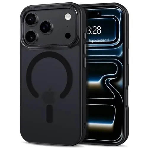 Anuck Case for iPhone 17 Pro Case Magnetic Phone Case Compatible with MagSafe, Soft TPU Bumper Hard Translucent Matte Back Slim Fit Shockproof Protective Cover for Men Women Girls - Black - 1