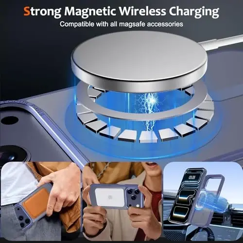 Anuck Case for iPhone 17 Pro Case Magnetic Phone Case Compatible with MagSafe, Soft TPU Bumper Hard Translucent Matte Back Slim Fit Shockproof Protective Cover for Men Women Girls - Blue - ANUCK (1)