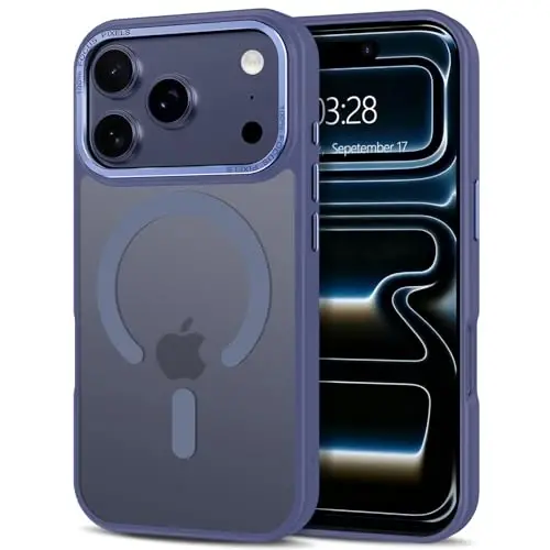 Anuck Case for iPhone 17 Pro Case Magnetic Phone Case Compatible with MagSafe, Soft TPU Bumper Hard Translucent Matte Back Slim Fit Shockproof Protective Cover for Men Women Girls - Blue - 1