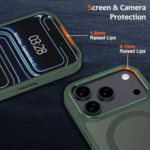Anuck Case for iPhone 17 Pro Case Magnetic Phone Case Compatible with MagSafe, Soft TPU Bumper Hard Translucent Matte Back Slim Fit Shockproof Protective Cover for Men Women Girls - Dark Green - 3