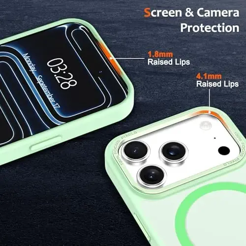 Anuck Case for iPhone 17 Pro Case Magnetic Phone Case Compatible with MagSafe, Soft TPU Bumper Hard Translucent Matte Back Slim Fit Shockproof Protective Cover for Men Women Girls - Green - 3