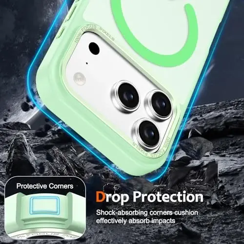 Anuck Case for iPhone 17 Pro Case Magnetic Phone Case Compatible with MagSafe, Soft TPU Bumper Hard Translucent Matte Back Slim Fit Shockproof Protective Cover for Men Women Girls - Green - 4