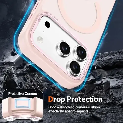 Anuck Case for iPhone 17 Pro Case Magnetic Phone Case Compatible with MagSafe, Soft TPU Bumper Hard Translucent Matte Back Slim Fit Shockproof Protective Cover for Men Women Girls - Pink - 4