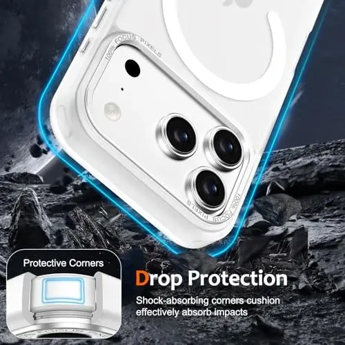 Anuck Case for iPhone 17 Pro Case Magnetic Phone Case Compatible with MagSafe, Soft TPU Bumper Hard Translucent Matte Back Slim Fit Shockproof Protective Cover for Men Women Girls - White - 4