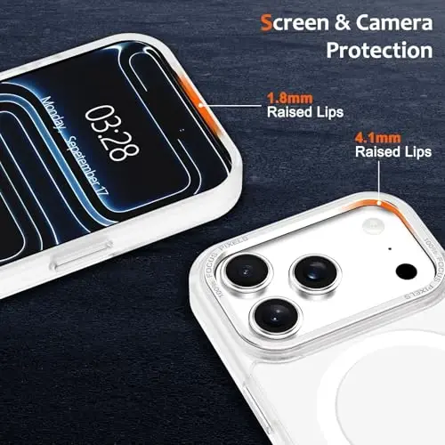 Anuck Case for iPhone 17 Pro Case Magnetic Phone Case Compatible with MagSafe, Soft TPU Bumper Hard Translucent Matte Back Slim Fit Shockproof Protective Cover for Men Women Girls - White - 3