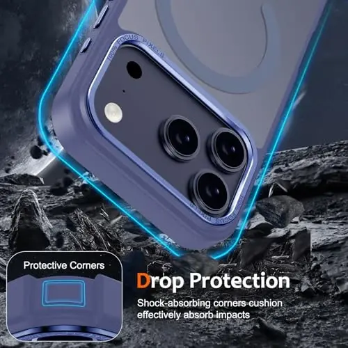 Anuck Case for iPhone 17 Pro Max Case Magnetic Phone Case Compatible with MagSafe, Soft TPU Bumper Hard Translucent Matte Back Slim Fit Shockproof Protective Cover for Men Women Girls - Blue - 4