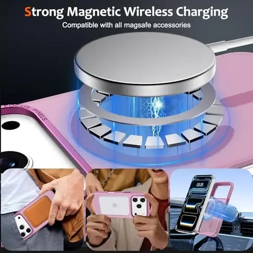 Anuck Case for iPhone 17 Pro Max Case Magnetic Phone Case Compatible with MagSafe, Soft TPU Bumper Hard Translucent Matte Back Slim Fit Shockproof Protective Cover for Men Women Girls - Grape Purple - 2