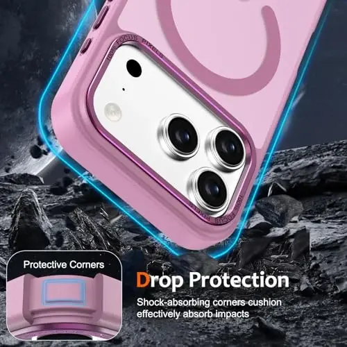 Anuck Case for iPhone 17 Pro Max Case Magnetic Phone Case Compatible with MagSafe, Soft TPU Bumper Hard Translucent Matte Back Slim Fit Shockproof Protective Cover for Men Women Girls - Grape Purple - 4