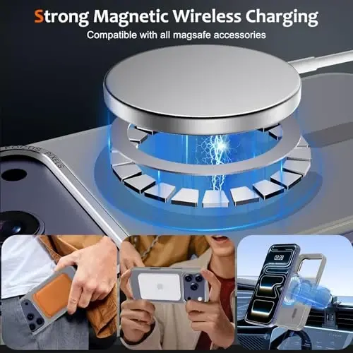 Anuck Case for iPhone 17 Pro Max Case Magnetic Phone Case Compatible with MagSafe, Soft TPU Bumper Hard Translucent Matte Back Slim Fit Shockproof Protective Cover for Men Women Girls - Gray - 2