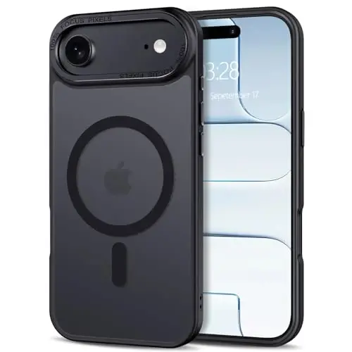 Anuck Case for iPhone Air Case Magnetic Phone Case Compatible with MagSafe, Soft TPU Bumper Hard Translucent Matte Back Slim Fit Shockproof Protective Cover 17 Air for Men Women Girls - Black 