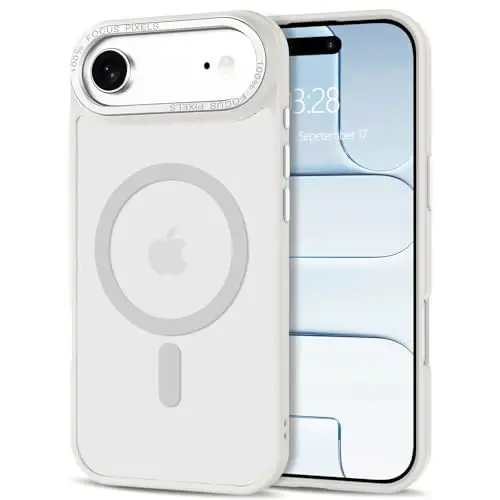 Anuck Case for iPhone Air Case Magnetic Phone Case Compatible with MagSafe, Soft TPU Bumper Hard Translucent Matte Back Slim Fit Shockproof Protective Cover 17 Air for Men Women Girls - Cream White 