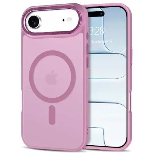 Anuck Case for iPhone Air Case Magnetic Phone Case Compatible with MagSafe, Soft TPU Bumper Hard Translucent Matte Back Slim Fit Shockproof Protective Cover 17 Air for Men Women Girls - Grape Purple 