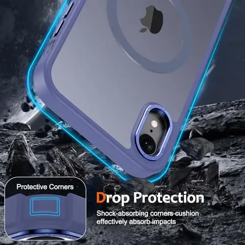 Anuck Case for iPhone XR Case Magnetic Phone Case Compatible with MagSafe, Soft TPU Bumper Hard Translucent Matte Back Slim Fit Shockproof Protective Case Cover for Men Women Girls - Blue - 4