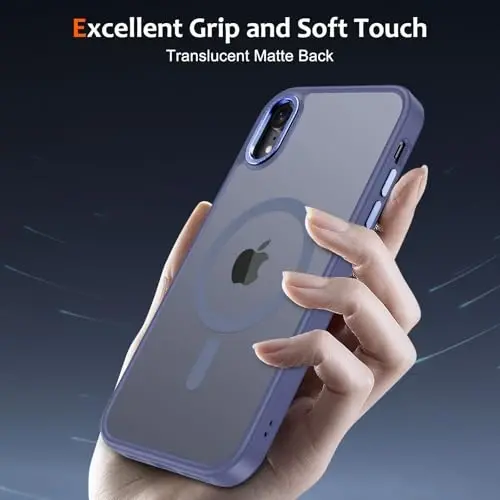 Anuck Case for iPhone XR Case Magnetic Phone Case Compatible with MagSafe, Soft TPU Bumper Hard Translucent Matte Back Slim Fit Shockproof Protective Case Cover for Men Women Girls - Blue - 5