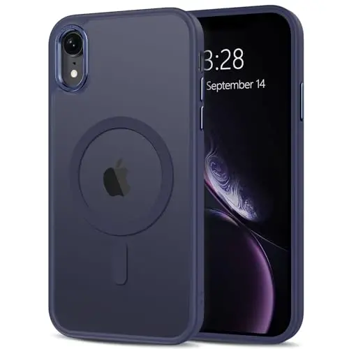Anuck Case for iPhone XR Case Magnetic Phone Case Compatible with MagSafe, Soft TPU Bumper Hard Translucent Matte Back Slim Fit Shockproof Protective Case Cover for Men Women Girls - Dark Blue 