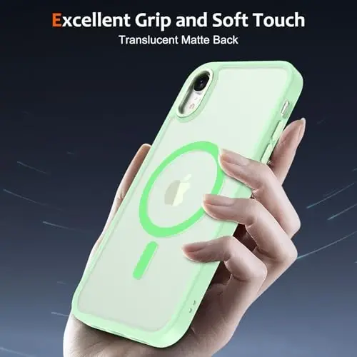 Anuck Case for iPhone XR Case Magnetic Phone Case Compatible with MagSafe, Soft TPU Bumper Hard Translucent Matte Back Slim Fit Shockproof Protective Case Cover for Men Women Girls - Green - 5