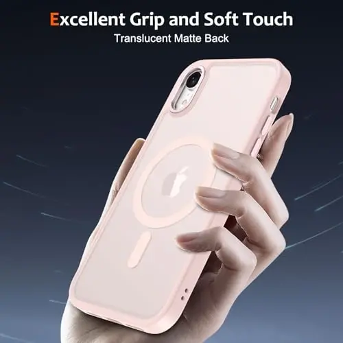 Anuck Case for iPhone XR Case Magnetic Phone Case Compatible with MagSafe, Soft TPU Bumper Hard Translucent Matte Back Slim Fit Shockproof Protective Case Cover for Men Women Girls - Pink - 5