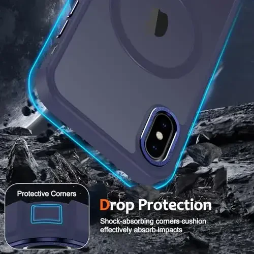 Anuck Case for iPhone Xs Max Case Magnetic Phone Case Compatible with MagSafe, Soft TPU Bumper Hard Translucent Matte Back Slim Fit Shockproof Protective Cover for Men Women Girls - Dark Blue - 4
