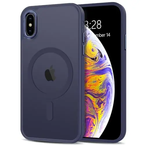 Anuck Case for iPhone Xs Max Case Magnetic Phone Case Compatible with MagSafe, Soft TPU Bumper Hard Translucent Matte Back Slim Fit Shockproof Protective Cover for Men Women Girls - Dark Blue - 1