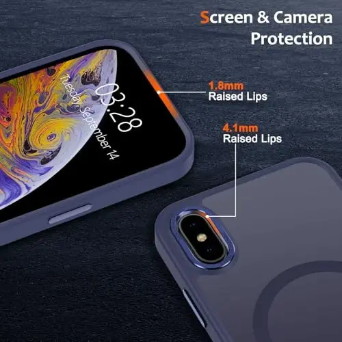 Anuck Case for iPhone Xs Max Case Magnetic Phone Case Compatible with MagSafe, Soft TPU Bumper Hard Translucent Matte Back Slim Fit Shockproof Protective Cover for Men Women Girls - Dark Blue - 3