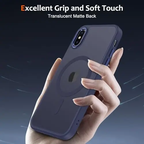 Anuck Case for iPhone Xs Max Case Magnetic Phone Case Compatible with MagSafe, Soft TPU Bumper Hard Translucent Matte Back Slim Fit Shockproof Protective Cover for Men Women Girls - Dark Blue - 5