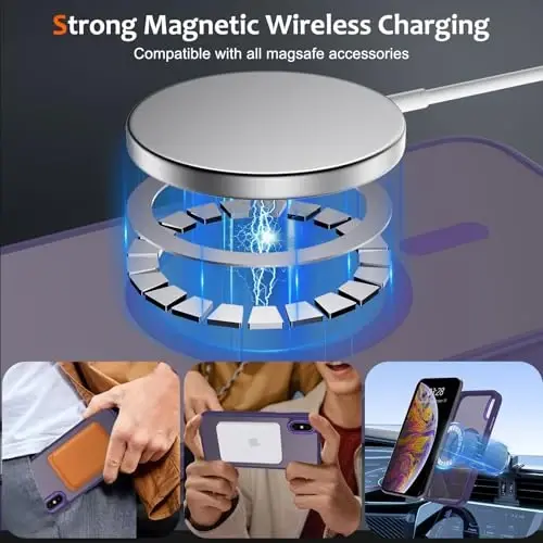 Anuck Case for iPhone Xs Max Case Magnetic Phone Case Compatible with MagSafe, Soft TPU Bumper Hard Translucent Matte Back Slim Fit Shockproof Protective Cover for Men Women Girls - Dark Purple - 11