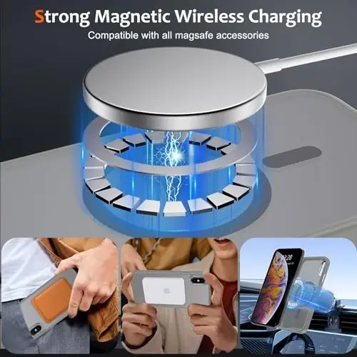 Anuck Case for iPhone Xs Max Case Magnetic Phone Case Compatible with MagSafe, Soft TPU Bumper Hard Translucent Matte Back Slim Fit Shockproof Protective Cover for Men Women Girls - Gray - ANUCK (1)