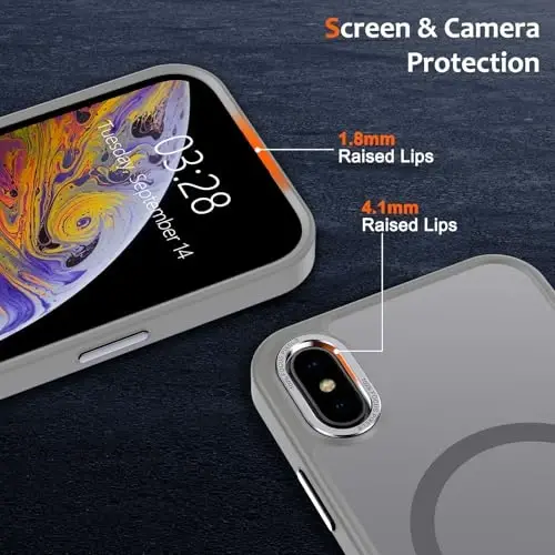 Anuck Case for iPhone Xs Max Case Magnetic Phone Case Compatible with MagSafe, Soft TPU Bumper Hard Translucent Matte Back Slim Fit Shockproof Protective Cover for Men Women Girls - Gray - 3