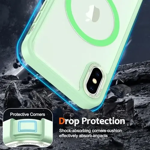 Anuck Case for iPhone Xs Max Case Magnetic Phone Case Compatible with MagSafe, Soft TPU Bumper Hard Translucent Matte Back Slim Fit Shockproof Protective Cover for Men Women Girls - Green - 4