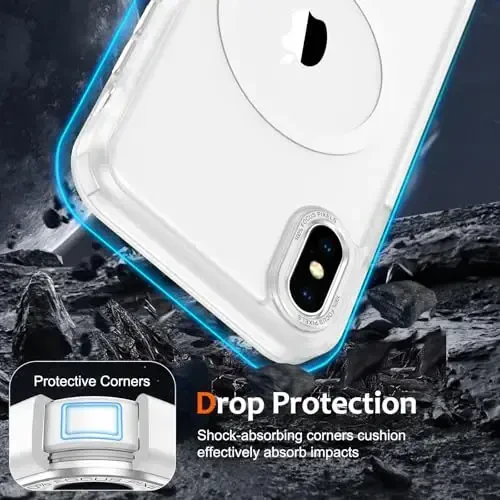 Anuck Case for iPhone Xs Max Case Magnetic Phone Case Compatible with MagSafe, Soft TPU Bumper Hard Translucent Matte Back Slim Fit Shockproof Protective Cover for Men Women Girls - White - 9