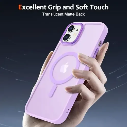 Anuck Case iPhone 11 uchun MagSafe bilan mos keladigan magnit telefon qutisi, yumshoq TPU bamperi qattiq yarim shaffof mat orqa slim fit zarbga chidamli himoya qopqog'i erkaklar ayollar qizlar uchun - och binafsha - 5